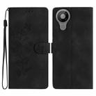 For Nokia 5.3 Flower Butterfly Embossing Pattern Leather Phone Case(Black) - 1