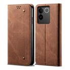 For vivo S17e Denim Texture Flip Leather Phone Case(Brown) - 1