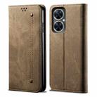 For vivo Y78 5G Denim Texture Flip Leather Phone Case(Khaki) - 1