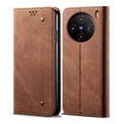 For vivo X100 Denim Texture Flip Leather Phone Case(Brown) - 1