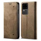 For vivo S18 Denim Texture Flip Leather Phone Case(Khaki) - 1