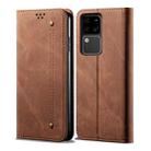 For vivo S18 Denim Texture Flip Leather Phone Case(Brown) - 1