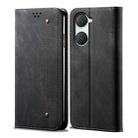 For vivo Y03 4G Denim Texture Flip Leather Phone Case(Black) - 1