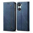 For vivo Y03 4G Denim Texture Flip Leather Phone Case(Blue) - 1