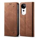 For vivo S19 Denim Texture Flip Leather Phone Case(Brown) - 1