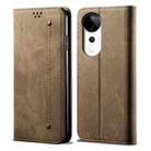 For vivo S19 Pro Denim Texture Flip Leather Phone Case(Khaki) - 1