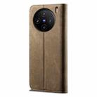 For vivo X100 Ultra Denim Texture Flip Leather Phone Case(Khaki) - 3