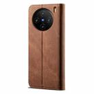 For vivo X100 Ultra Denim Texture Flip Leather Phone Case(Brown) - 3