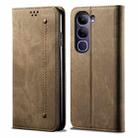 For vivo V40 Lite 4G IDN / 5G IDN Denim Texture Flip Leather Phone Case(Khaki) - 1