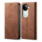 For vivo V40e 5G India / iQOO Z9s 5G Denim Texture Flip Leather Phone Case(Brown) - 1