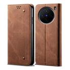 For vivo X200 Denim Texture Flip Leather Phone Case(Brown) - 1