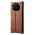 For vivo X200 Denim Texture Flip Leather Phone Case(Brown) - 3