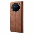 For vivo X200 Pro Denim Texture Flip Leather Phone Case(Brown) - 3