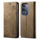 For vivo Y19s 4G Denim Texture Flip Leather Phone Case(Khaki) - 1