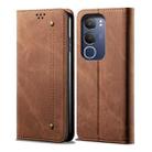 For vivo Y19s 4G Denim Texture Flip Leather Phone Case(Brown) - 1