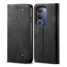 For vivo Y19s 4G Denim Texture Flip Leather Phone Case(Black) - 1