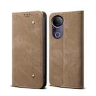 For vivo S20 Pro 5G Denim Texture Flip Leather Phone Case(Khaki) - 1