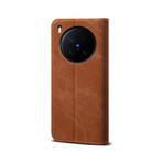 For vivo X200 Ultra Denim Texture Flip Leather Phone Case(Brown) - 3