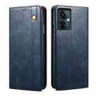 For vivo Y36 5G / 4G Oil Wax Crazy Horse Texture Leather Phone Case(Blue) - 1