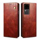 For vivo S18 Pro Oil Wax Crazy Horse Texture Leather Phone Case(Brown) - 1