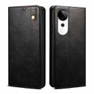 For vivo S19 Oil Wax Crazy Horse Texture Leather Phone Case(Black) - 1