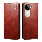 For vivo V40e 5G India / iQOO Z9s 5G Oil Wax Crazy Horse Texture Leather Phone Case(Brown) - 1