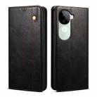 For vivo V40e 5G India / iQOO Z9s 5G Oil Wax Crazy Horse Texture Leather Phone Case(Black) - 1
