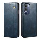 For vivo Y19s 4G Oil Wax Crazy Horse Texture Leather Phone Case(Blue) - 1