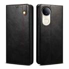 For vivo V50 Oil Wax Crazy Horse Texture Leather Phone Case(Black) - 1