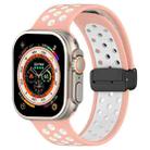 For Apple Watch Ultra 49mm Magnetic Buckle Silicone Watch Band(Pink White) - 1