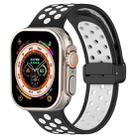 For Apple Watch Ultra 49mm Magnetic Buckle Silicone Watch Band(Black White) - 1