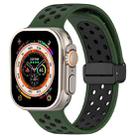 For Apple Watch Ultra 49mm Magnetic Buckle Silicone Watch Band(Army Green Black) - 1