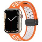 For Apple Watch 8 41mm Magnetic Buckle Silicone Watch Band(Orange White) - 1