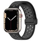 For Apple Watch 8 41mm Magnetic Buckle Silicone Watch Band(Black Grey) - 1