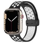 For Apple Watch 8 45mm  Magnetic Buckle Silicone Watch Band(Black White) - 1