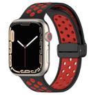 For Apple Watch 8 45mm  Magnetic Buckle Silicone Watch Band(Black Red) - 1