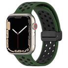 For Apple Watch 8 45mm  Magnetic Buckle Silicone Watch Band(Army Green Black) - 1