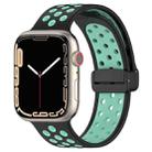 For Apple Watch SE 2022 40mm Magnetic Buckle Silicone Watch Band(Black Cyan) - 1