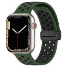 For Apple Watch SE 2022 44mm Magnetic Buckle Silicone Watch Band(Army Green Black) - 1