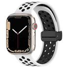 For Apple Watch 7 41mm Magnetic Buckle Silicone Watch Band(White Black) - 1