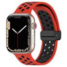 For Apple Watch 7 41mm Magnetic Buckle Silicone Watch Band(Red Black) - 1