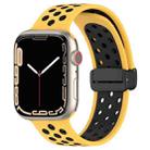 For Apple Watch 7 45mm Magnetic Buckle Silicone Watch Band(Yellow Black) - 1