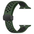 For Apple Watch 5 44mm Magnetic Buckle Silicone Watch Band(Army Green Black) - 2