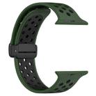 For Apple Watch 5 44mm Magnetic Buckle Silicone Watch Band(Army Green Black) - 3
