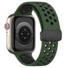 For Apple Watch 5 44mm Magnetic Buckle Silicone Watch Band(Army Green Black) - 4