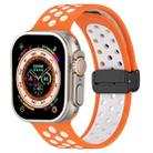 For Apple Watch SE 2023 44mm Magnetic Buckle Silicone Watch Band(Orange White) - 1