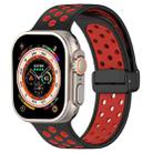 For Apple Watch SE 2023 44mm Magnetic Buckle Silicone Watch Band(Black Red) - 1