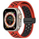 For Apple Watch SE 2023 44mm Magnetic Buckle Silicone Watch Band(Red Black) - 1