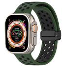 For Apple Watch SE 2023 44mm Magnetic Buckle Silicone Watch Band(Army Green Black) - 1