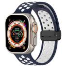 For Apple Watch SE 2023 40mm Magnetic Buckle Silicone Watch Band(Navy White) - 1